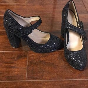 Mix 6 -2 inch black sparkly heels
